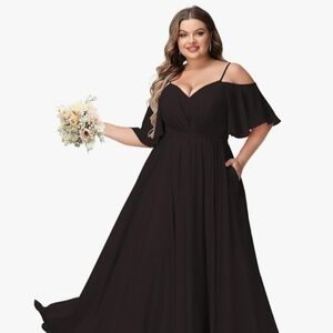 Floor Length Cold Shoulder Chiffon Dress